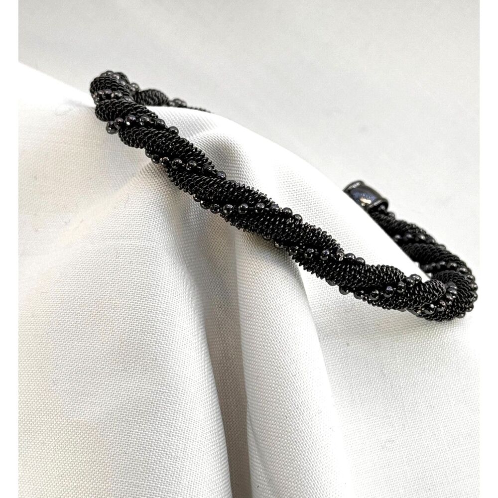 Vintage Elegant Twisted Black Mesh Cuff Bracelet